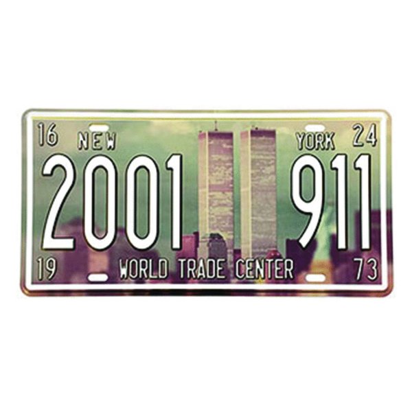 Plaque Métal Immatriculation Vintage - World Trade Center 9/11 (15x30cm)