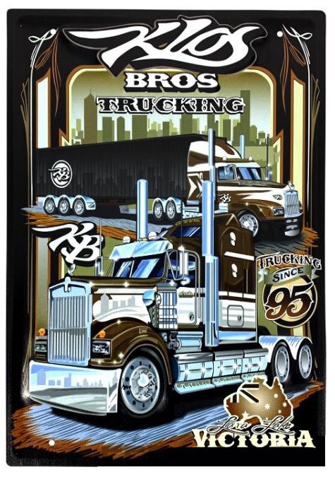 Plaque Métal Déco Vintage - Camions Bros Trucking Australie (30x40cm)