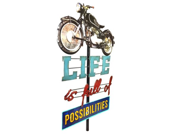Déco Murale Vintage en Métal - Panneau Moto Harley Life (78x48cm)